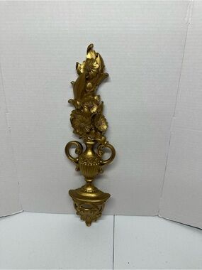 Vintage 1970 Syroco 7189 Gold Floral Urn Wall Decor Hollywood Regency